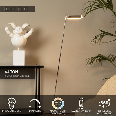Lucide AARON - Floor reading lamp - LED Dim. - CCT - 1x12W 2700K/4000K - Matt Gold / Brass